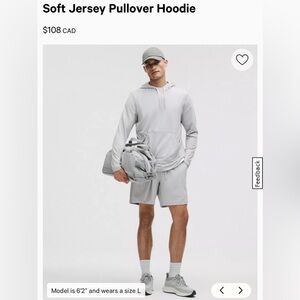 Lululemon Men’s Soft Jersey Pullover Hoodie in Light Gray Size L